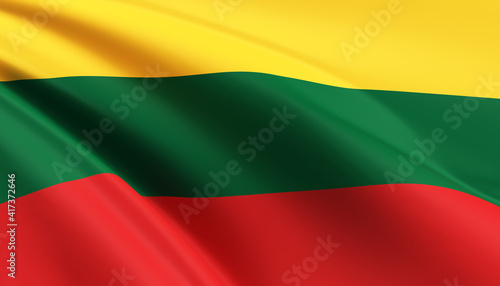 Flag of Lithuania 3D Illustration.