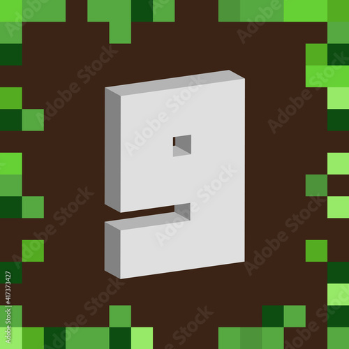 número 9, nueve pixel 3d