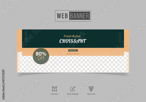 Food menu and restaurant web banner template