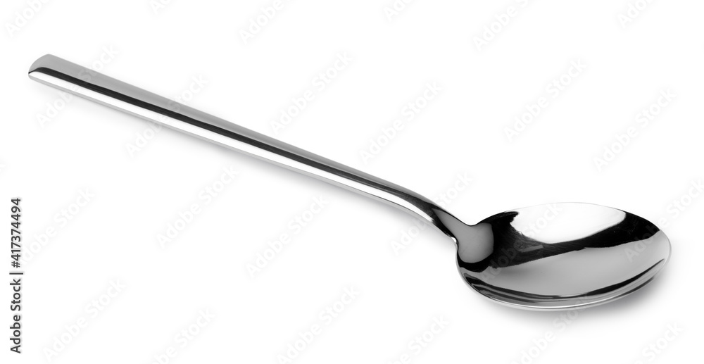 Silver spoon isolated on white background close up Silver spoon isolated on white background close up
