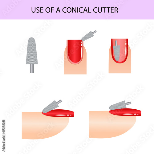 Correct use of the cutter. Professional manicure guide, Vector illustration, infographics