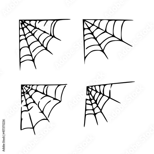 Spiderweb set, different type of cobweb vector illustration on white background .