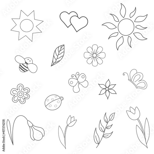 Hand drawn cute set flower