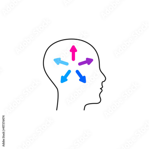 Human development icon. Transformation of thinking creative sign