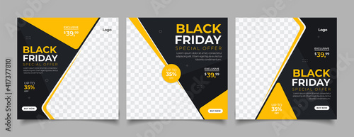 black friday sale discount social media post template.