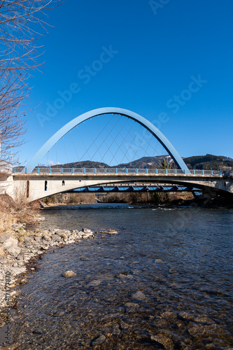 The Europe bridge above the "Mur" river in "Bruck an der Mur" city in Styria, Austria