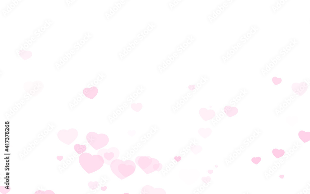Valentine day pink hearts on white background.