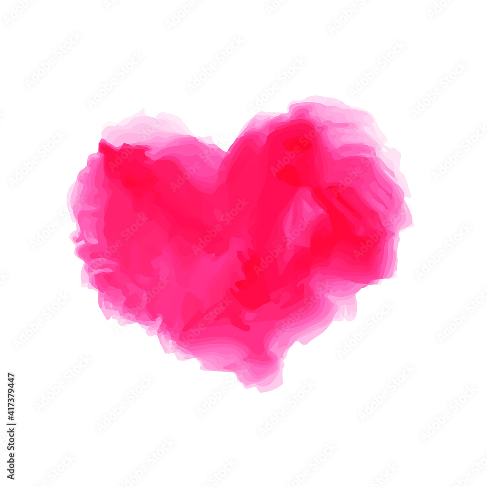 Soft coral pink watercolor heart on a white background