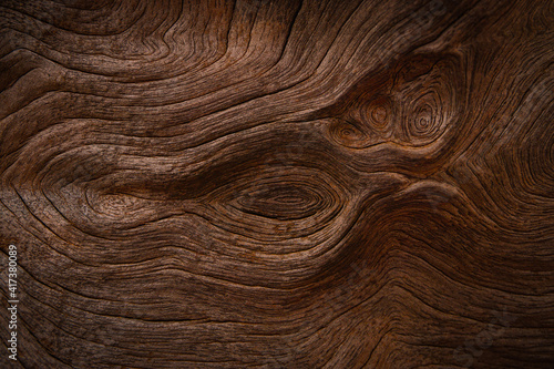 Old wood texture background with natural cracks. Dark brown wood plank is used for background.