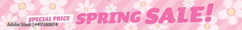スプリングセールの横長の花柄の背景イラスト