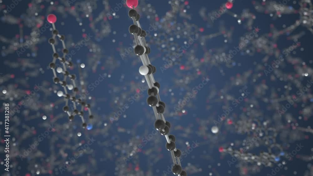 Abiraterone molecule. Ball-and-stick molecular model. Chemistry related looping 3d animation Abiraterone molecule. Ball-and-stick molecular model. Chemistry related looping 3d animation