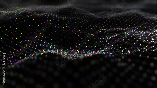 Abstract digital particle wave abstract, cyber or technology background.