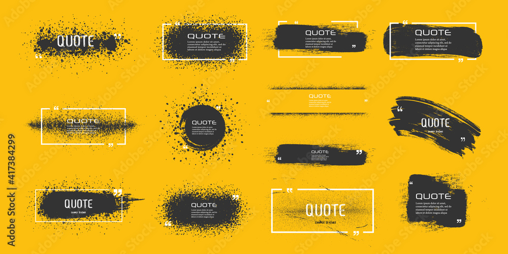 Quote box frame, big set. Quote box icon. Texting quote boxes. Blank Grunge brush background. Vector illustration Quote box frame, big set. Quote box icon. Texting quote boxes. Blank Grunge brush background. Vector illustration