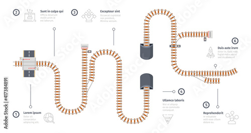 Railway road. Business infographic with railroad maps station points city navigation tracking maze concept garish vector picture template. Illustration railway presentation infographic business