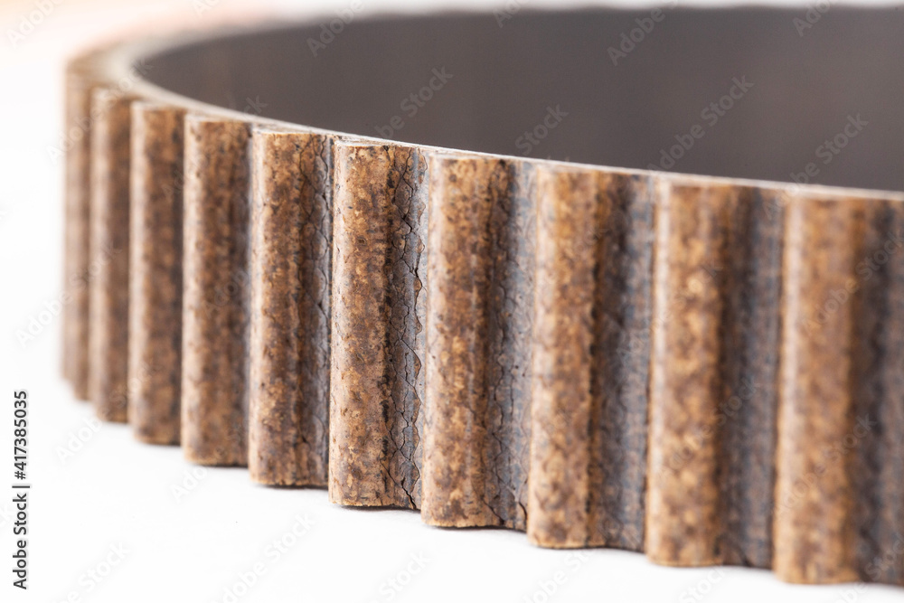 Used timing belt with small cracks. Timing belt replacement schedule