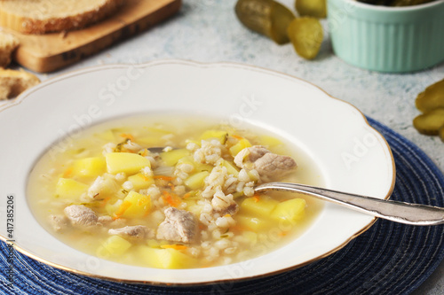 Rassolnik, traditional soup of Russian cuisine