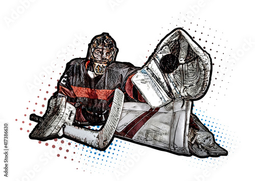 Ice hockey goalkeeper in action