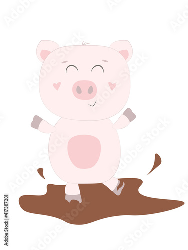 Cute animal pig on white background. Vecor illustration EPS10