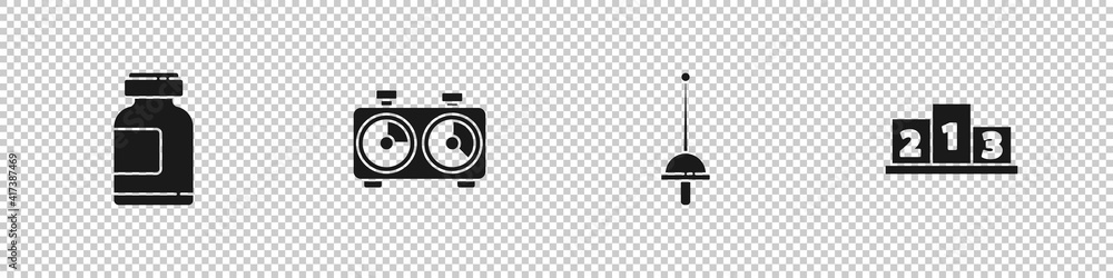 Set Sports nutrition, Time chess clock, Fencing and Award over sports winner podium icon. Vector. Set Sports nutrition, Time chess clock, Fencing and Award over sports winner podium icon. Vector.
