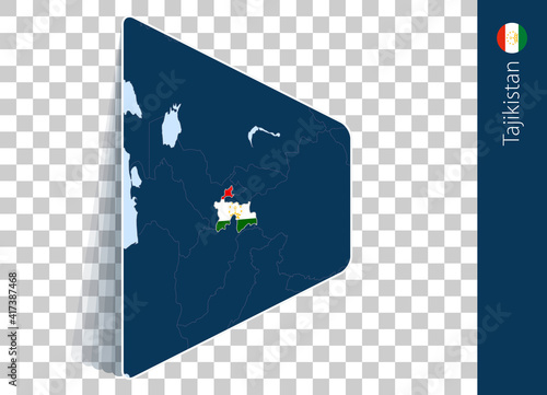 Tajikistan map and flag on transparent background. photo