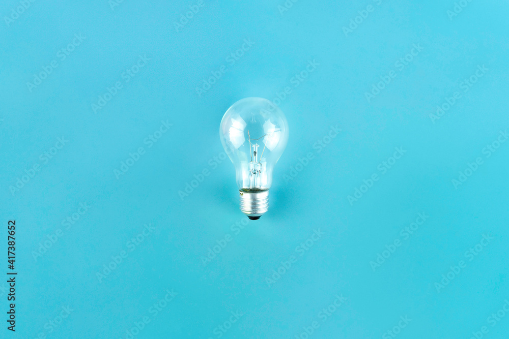 Light bulbs on blue background, New idea and solution concept Light bulbs on blue background, New idea and solution concept
