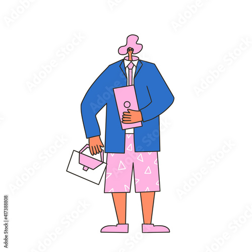 Bleisure concept. Work life balance. Vector person