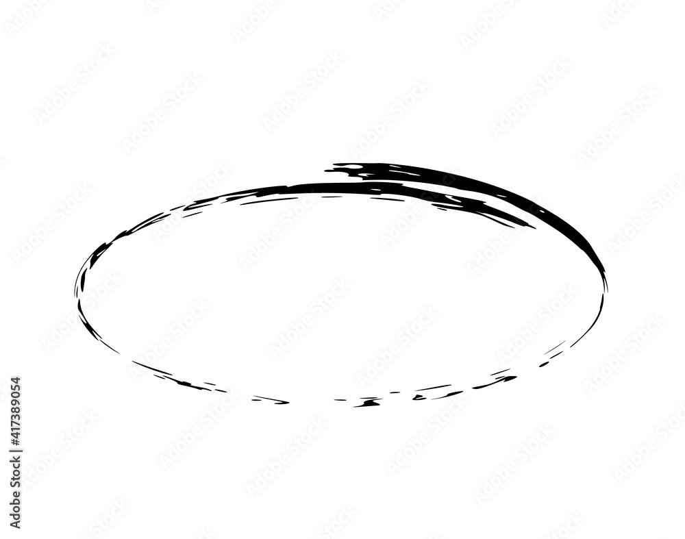 Oval grunge frame isolated on white background. Black ellipse ink border. Oval grunge frame isolated on white background. Black ellipse ink border.