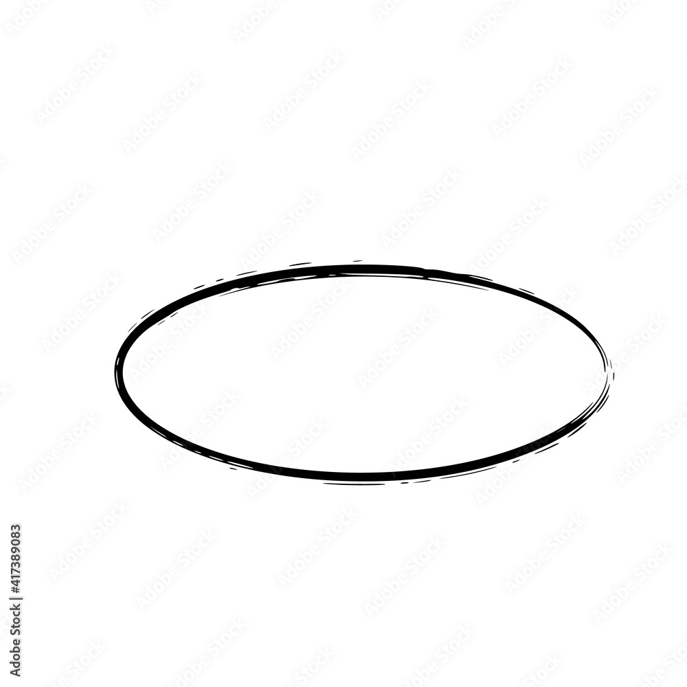 Oval grunge frame isolated on white background. Black ellipse ink border. Oval grunge frame isolated on white background. Black ellipse ink border.