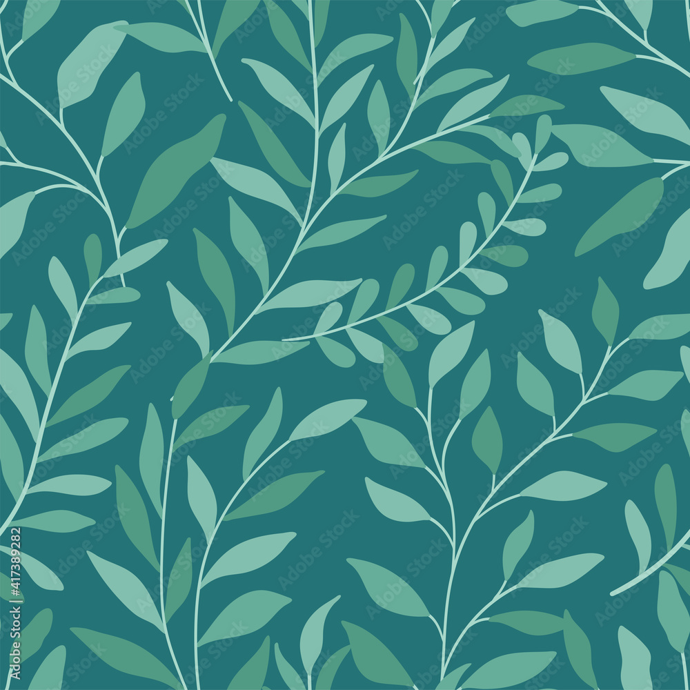 Floral vector seamless pattern. Delicate botanical wallpaper. Repeatable background with leaves. Floral vector seamless pattern. Delicate botanical wallpaper. Repeatable background with leaves.