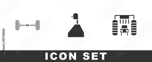 Set Chassis car, Gear shifter and Car wash icon. Vector.