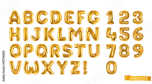 Fotografia Gold balloons, alphabet letters and numbers