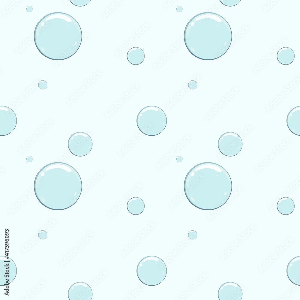 Seamless pattern with the image of bubbles. Illustration in blue colors. Design for paper, textiles and decor.