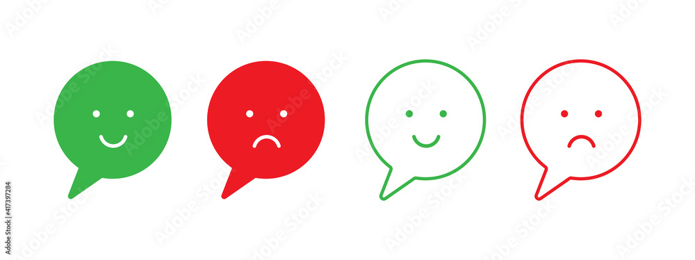 Bad and Good Feedback emoji icons. Positive and Negative review sign ...