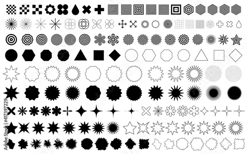 Set of Abstract Geometric Shapes vector design. Collection of label badges. Modern Geometry Elements for design.