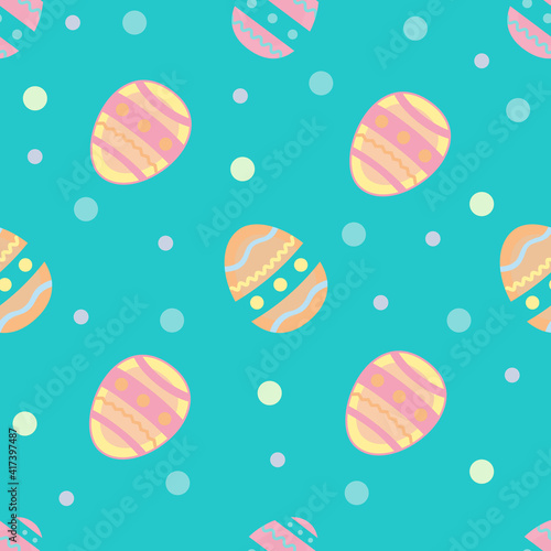 Easter eggs pattern- decorated eggs vector in pastel colors. Background template, seamless pattern.