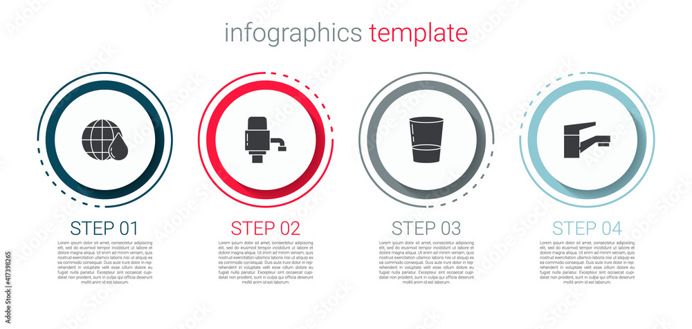 Set Earth planet in water drop, Mechanical pump for, Glass with and Water tap. Business infographic template. Vector. Set Earth planet in water drop, Mechanical pump for, Glass with and Water tap. Business infographic template. Vector.