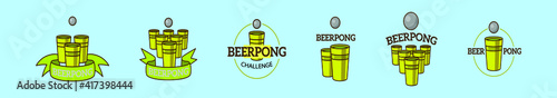 set of beer pong logo cartoon icon design template with various models. vector illustration isolated on blue background