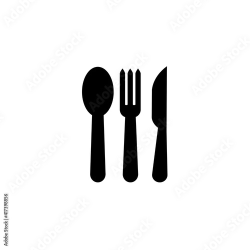 Icon Vector Spoon Knife Fork Outline Only No Fill On White Background. Flat Icon For Web, Apps, Or Design Product EPS10