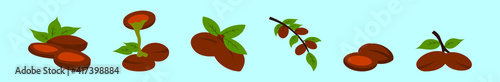 set of argan fruit oil cartoon icon design template with various models. vector illustration isolated on blue background