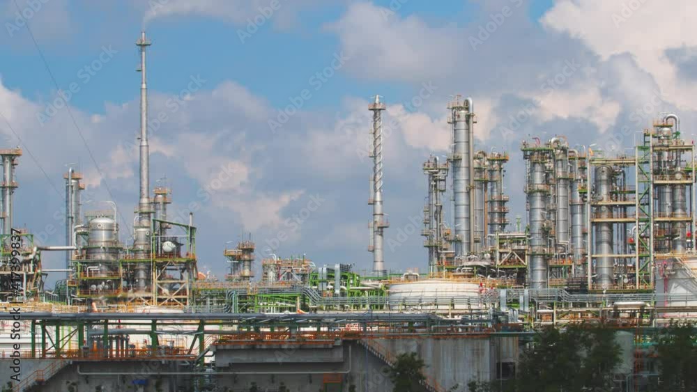 Petroleum oil and refinery plant with blue sky, Time Lapse Petroleum oil and refinery plant with blue sky, Time Lapse