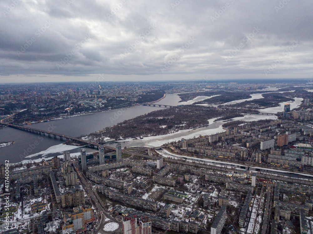 High view of Kiev. Aerial view.