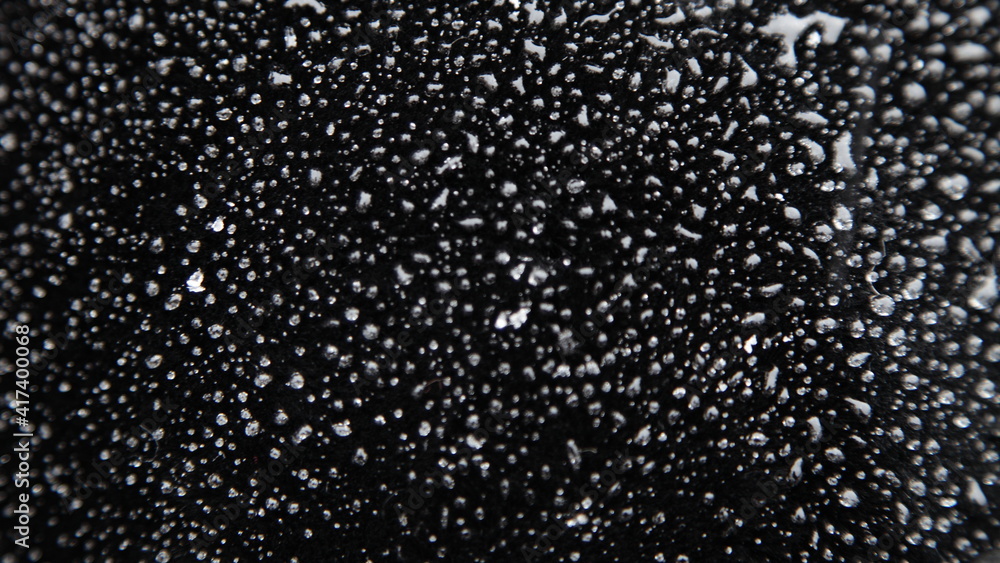 Natural black fur with water drops, taking care of a wet fur clothes after rain and snow, the texture of the background Natural black fur with water drops, taking care of a wet fur clothes after rain and snow, the texture of the background
