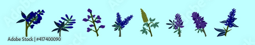 set of bluebonnet cartoon icon design template with various models. vector illustration isolated on blue background photo