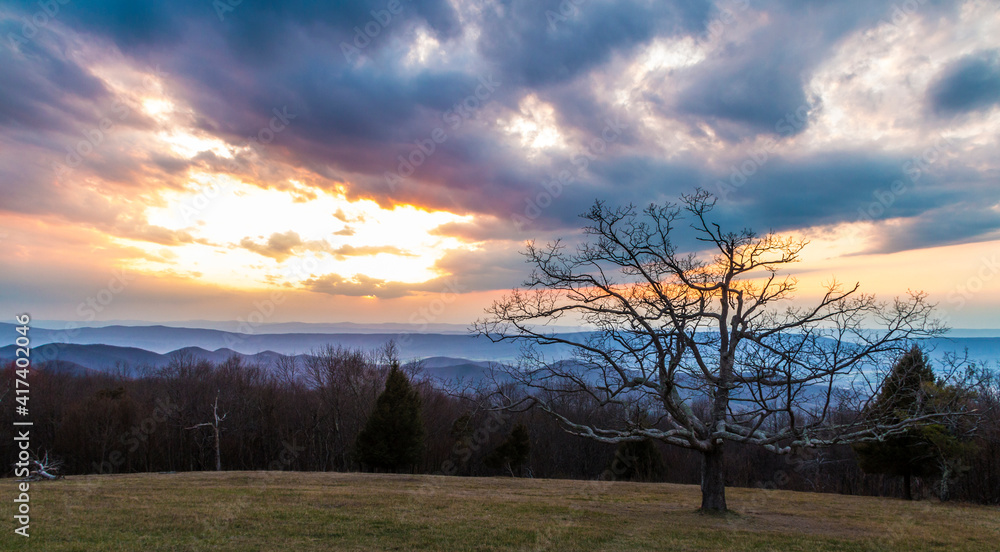 dramatic early spring sunrise in Shenandoah National Park in Virginia dramatic early spring sunrise in Shenandoah National Park in Virginia