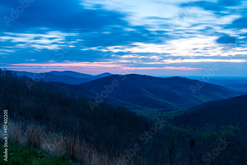 dramatic early spring sunrise in Shenandoah National Park in Virginia