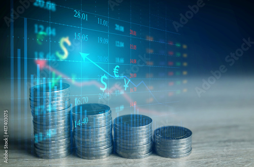 Global finance and stock market charts are suitable for financial investment ideas and economic growth trends.
