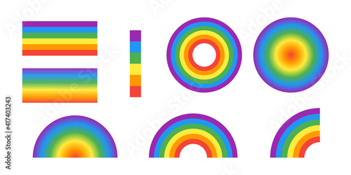 Rainbow icon and pictogram set. Rainbow in flat style isolated on white background