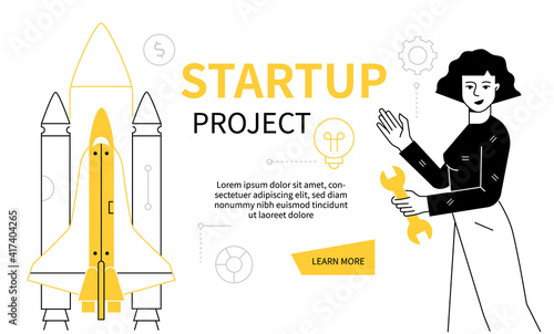 Startup project - modern line design style web banner