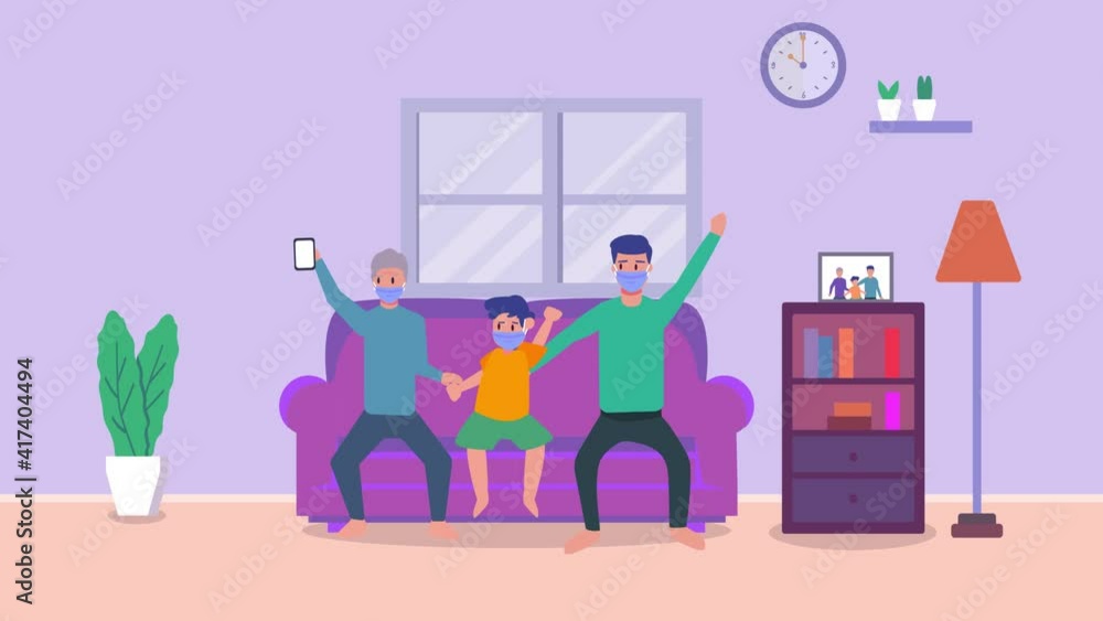 Three generations family take selfie photo at home Three generations family take selfie photo at home