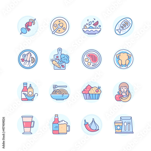 Restaurant menu - modern line design style icons set